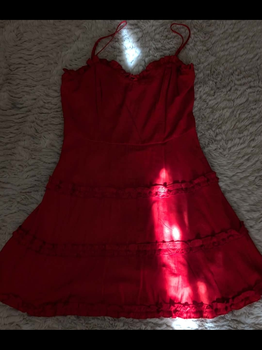 Francesca's Red Spaghetti Strap Ruffle Mini Dress